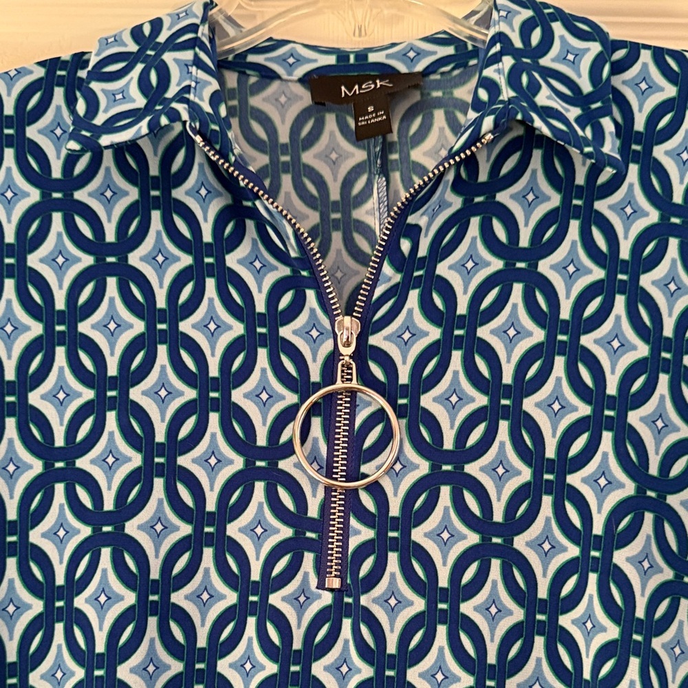 NWT MSK Blue Geometric Mini Dress - Picture 2 of 6